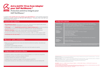 Manuel du propriétaire | AVIRA ANTIVIR VIRUS SCAN ADAPTER FOR SAP NETWEAVER Manuel utilisateur | Fixfr