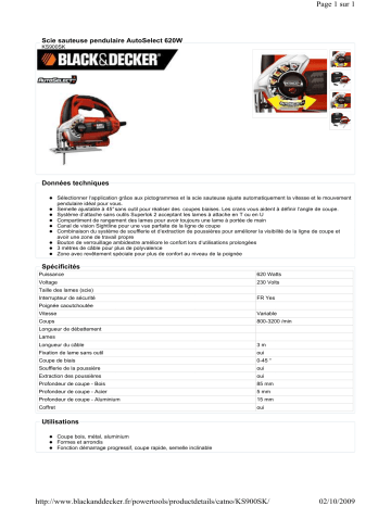 Manuel du propriétaire | Black & Decker KS900SK Manuel utilisateur | Fixfr
