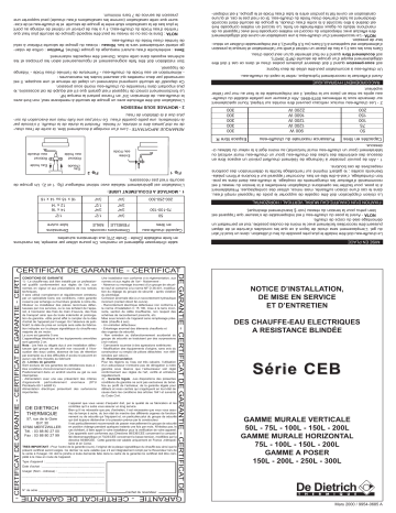 Manuel du propriétaire | De Dietrich CEB 150L Manuel utilisateur | Fixfr