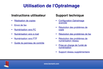 Manuel du propriétaire | Lexmark OPTRAIMAGE 242 / 232 (OCT 2000) Manuel utilisateur | Fixfr