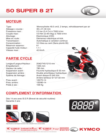 Manuel du propriétaire | KYMCO 50 SUPER 8 2T Manuel utilisateur | Fixfr