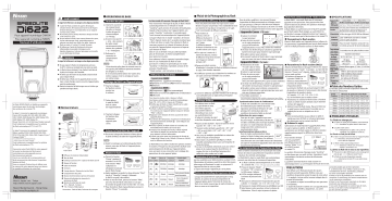 Manuel du propriétaire | Nissin SPEEDLIGHT DI622 Manuel utilisateur | Fixfr