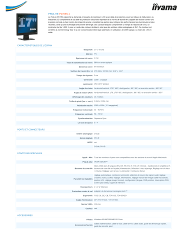 Manuel du propriétaire | iiyama P1705S Manuel utilisateur | Fixfr