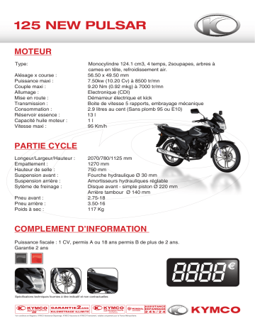 Manuel du propriétaire | KYMCO 125 NEW PULSAR Manuel utilisateur | Fixfr