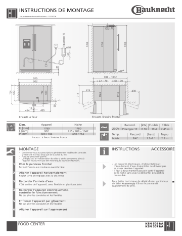 Manuel du propriétaire | Bauknecht KSN 5051 Manuel utilisateur | Fixfr