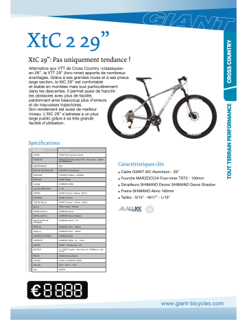 Manuel du propriétaire | GIANT BICYCLES XTC 2 29 Manuel utilisateur | Fixfr