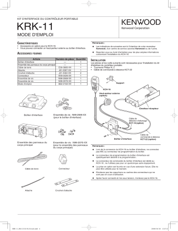 Manuel du propriétaire | Kenwood KRK-11 Manuel utilisateur | Fixfr