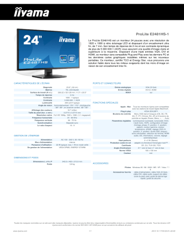 Manuel du propriétaire | iiyama PROLITE E2481HS Manuel utilisateur | Fixfr