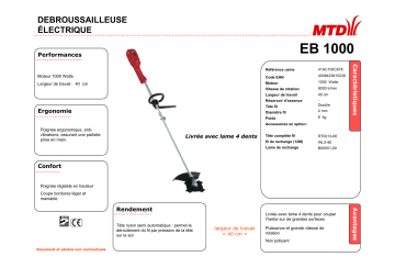 Manuel du propriétaire | MTD EB 1000 Manuel utilisateur | Fixfr