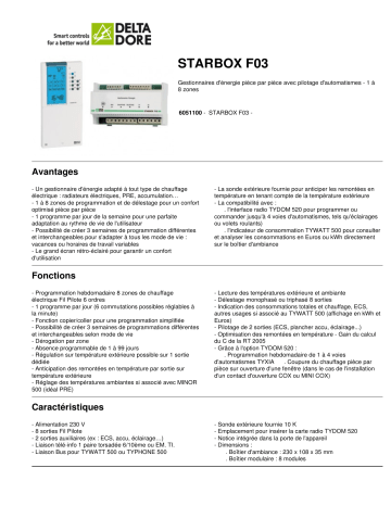 Manuel du propriétaire | DELTA DORE STARBOX F03 Manuel utilisateur | Fixfr