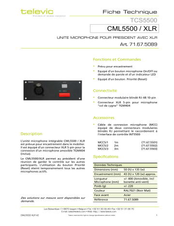 Manuel du propriétaire | TELEVIC CML5500-XLR Manuel utilisateur | Fixfr