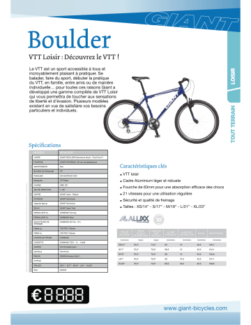 Manuel du propriétaire | GIANT BICYCLES BOULDER Manuel utilisateur | Fixfr