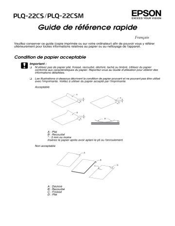 Manuel du propriétaire | Epson PLQ-22 Manuel utilisateur | Fixfr