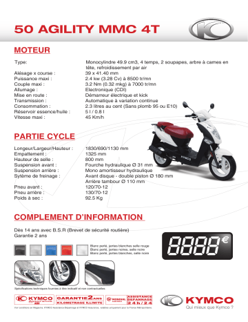 Manuel du propriétaire | KYMCO 50 AGILITY MMC 4T Manuel utilisateur | Fixfr