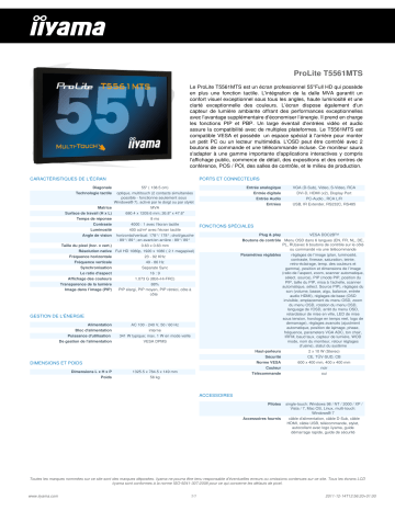 Manuel du propriétaire | iiyama PROLITE T5561MTS Manuel utilisateur | Fixfr