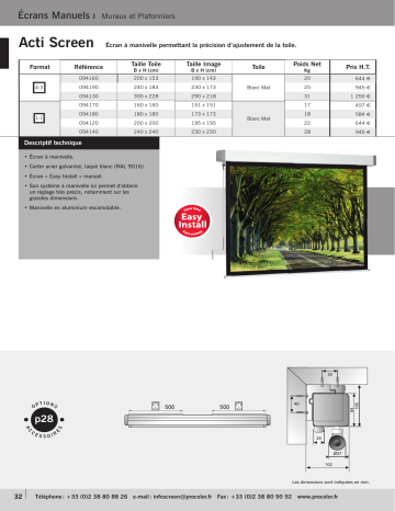 Manuel du propriétaire | Procolor ACTI SCREEN Manuel utilisateur | Fixfr