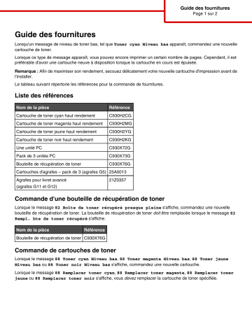 Manuel du propriétaire | Lexmark C935 Manuel utilisateur | Fixfr