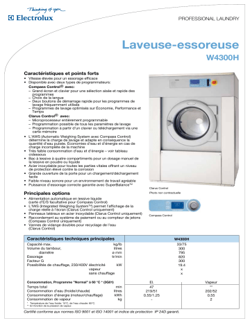 Manuel du propriétaire | ELECTROLUX LAUNDRY SYSTEMS W4300H Manuel utilisateur | Fixfr