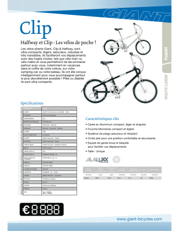Manuel du propriétaire | GIANT BICYCLES Clip Manuel utilisateur | Fixfr