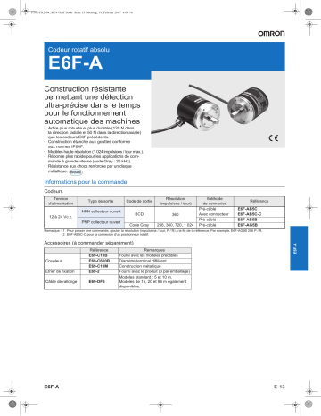 Manuel du propriétaire | Omron E6F-A Manuel utilisateur | Fixfr