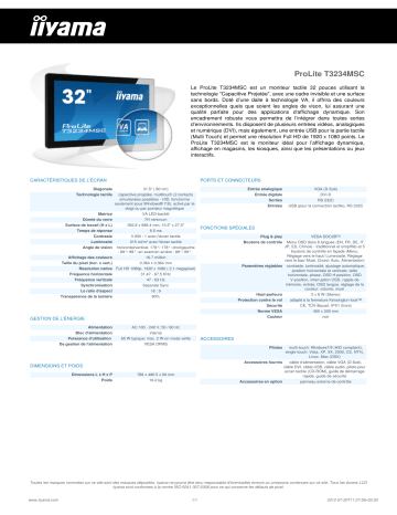 Manuel du propriétaire | iiyama PROLITE T3234MSC Manuel utilisateur | Fixfr