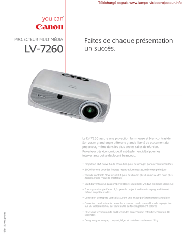 Manuel du propriétaire | Canon LV-7260 Manuel utilisateur | Fixfr