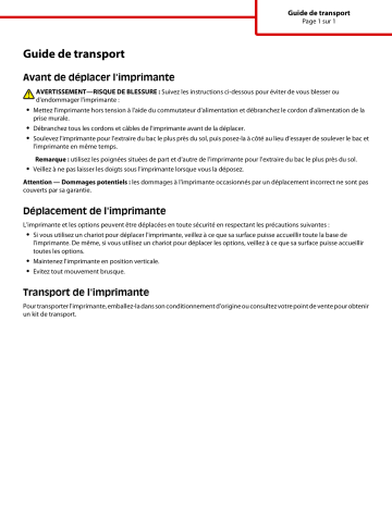 Manuel du propriétaire | Lexmark E460DW Manuel utilisateur | Fixfr