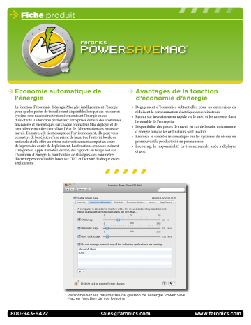 Manuel du propriétaire | FARONICS POWER SAVE MAC Manuel utilisateur | Fixfr