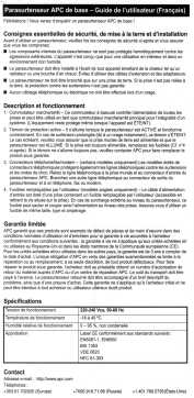 APC PARASURTENSEUR Manuel utilisateur