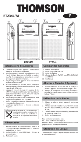 Manuel du propriétaire | Thomson RT234 Manuel utilisateur | Fixfr