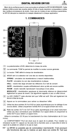 Manuel du propriétaire | Behringer DR100 Manuel utilisateur | Fixfr