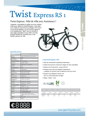 Manuel du propriétaire | GIANT BICYCLES TWIST EXPRESS RS1 Manuel utilisateur | Fixfr