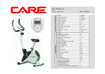 Manuel du propriétaire | CARE FITNESS ALPHA II 50503 Manuel utilisateur | Fixfr