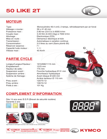 Manuel du propriétaire | KYMCO 50 LIKE 2T Manuel utilisateur | Fixfr