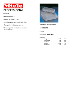 Miele E 379 DESCRIPTIF Manuel utilisateur