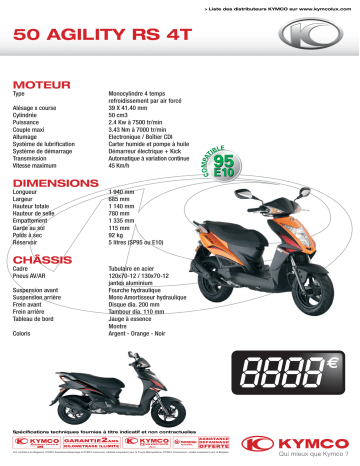 Manuel du propriétaire | KYMCO 50 AGILITY RS 4T Manuel utilisateur | Fixfr