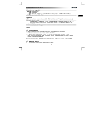 Manuel du propriétaire | Trust MI-2520P CENTA MINI MOUSE Manuel utilisateur | Fixfr