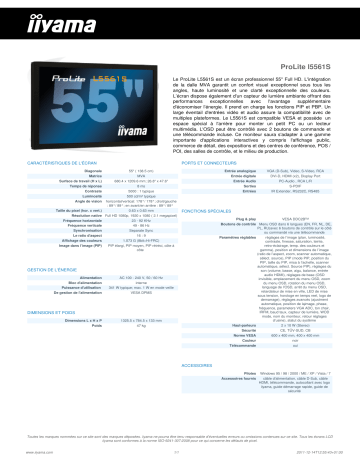 Manuel du propriétaire | iiyama PROLITE L5561S Manuel utilisateur | Fixfr