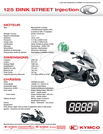 Manuel du propriétaire | KYMCO 125 DINK STREET INJECTION Manuel utilisateur | Fixfr