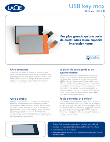 Manuel du propriétaire | LaCie USB KEY MAX ORANGE Manuel utilisateur | Fixfr