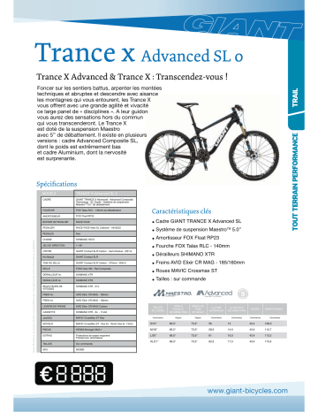 Manuel du propriétaire | GIANT BICYCLES TRANCE X ADVANCED SL 0 Manuel utilisateur | Fixfr