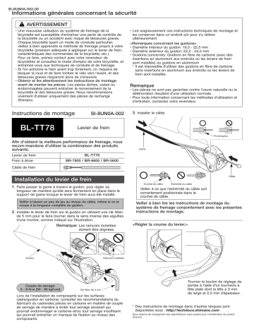 Manuel du propriétaire | Shimano BL-TT78 Manuel utilisateur | Fixfr