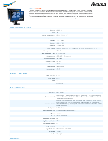 Manuel du propriétaire | iiyama B2206WS Manuel utilisateur | Fixfr