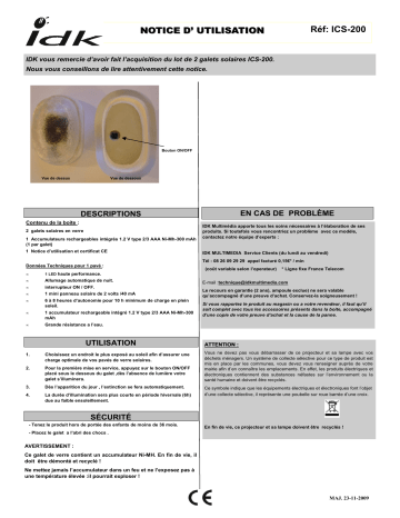 Manuel du propriétaire | IDK MULTIMEDIA ICS-200 Manuel utilisateur | Fixfr