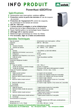 Mustek POWERMUST 600 OFFLINE Manuel utilisateur