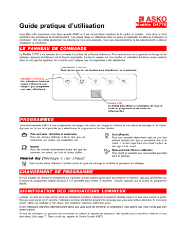 Manuel du propriétaire | Asko D1776 Manuel utilisateur | Fixfr