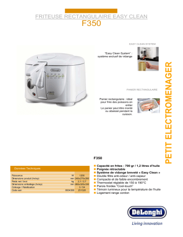 Manuel du propriétaire | DeLonghi F350 Manuel utilisateur | Fixfr