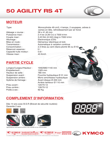 Manuel du propriétaire | KYMCO 50 AGILITY RS 4T Manuel utilisateur | Fixfr