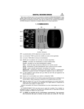 Manuel du propriétaire | Behringer DR600 Manuel utilisateur | Fixfr