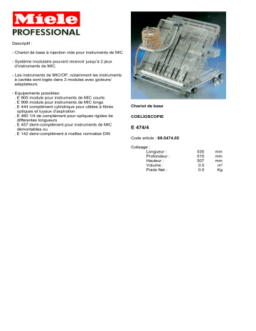 Manuel du propriétaire | Miele E 474-4 DESCRIPTIF Manuel utilisateur | Fixfr